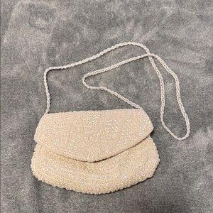 Vintage La Regale Handmade Beaded ivory Purse Cocktail Clutch